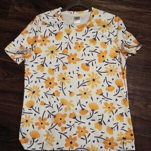 Floral Print Shirt - Cream and Orange